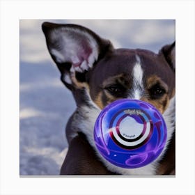 Dog Playing With A Toy Canvas Print