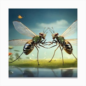 Flies In Flight Canvas Print