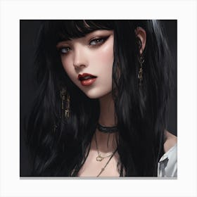 Black Haired Girl Canvas Print