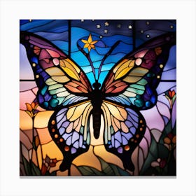 Butterfly, stained glass, rainbow colors Canvas Print