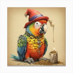 Parrot With A Hat Canvas Print