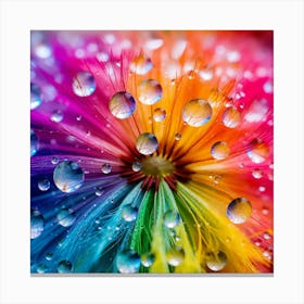 Rainbow Dandelion with Raindrops Canvas Print