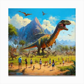 Dinosaurs In The Park 1 Canvas Print