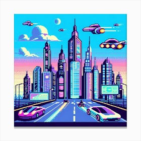 8-bit futuristic city 1 Canvas Print