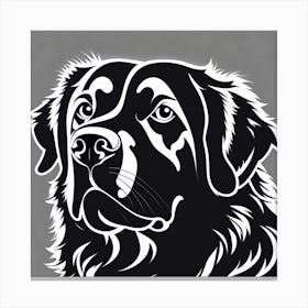 Bernard Retriever, Black and white illustration, Dog drawing, Dog art, Animal illustration, Pet portrait, Realistic dog art Canvas Print