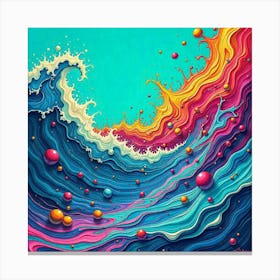 Colorful Wave Painting Canvas Print