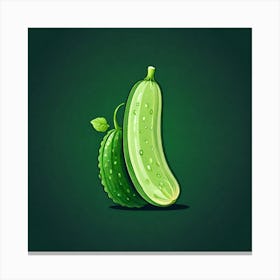 Cucumber On Green Background 2 Canvas Print