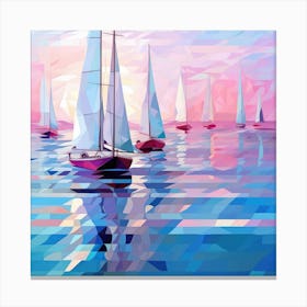 Sailboats At Sunset 2 Canvas Print