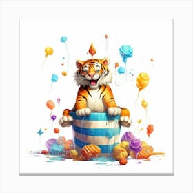 Tiger In A Bucket Canvas Print