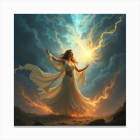 Sorceress Summoning A Glowing Magical Storm Of Energy 1 Canvas Print