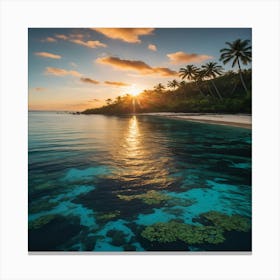 Sunset On A Tropical Island Canvas Print