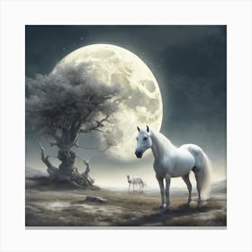 218201 A Picture, A Large Moon, And A White Horse Of The Xl 1024 V1 0 Canvas Print
