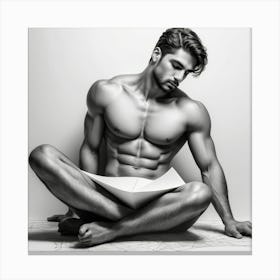 Muscular Man on the floor art picture Canvas Print