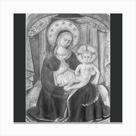 Madonna Enthroned with Blessing Child Jesus; Graphics taken from the work of Beato Angelico Canvas Print