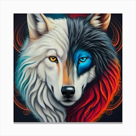 Two Wolf Heads Print Canvas Print