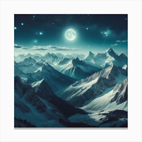 Moonlight Over Mountains Canvas Print