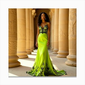 Lime Green Evening Gown 4 Canvas Print