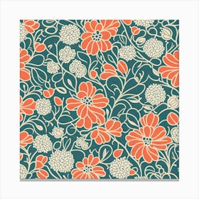 Mid Century inspired modern Seamless floral Pattern, 269 Canvas Print