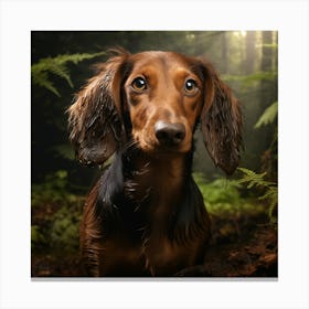 Dachshund In The Forest Canvas Print