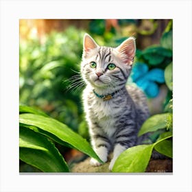 Kitten In The Garden Canvas Print