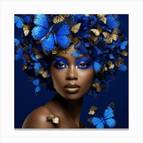 Blue Butterfly Woman 2 Canvas Print