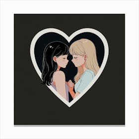 Two Girls In A Heart Canvas Print