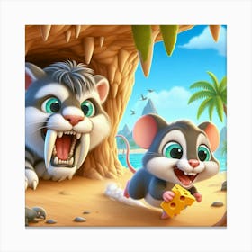 Prehistoric Cat and Mouse 9 Canvas Print