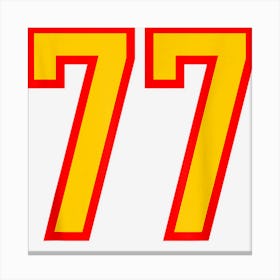 Number 77 Red Yellow Sports Jersey Birthday Lucky Number 77 Canvas Print