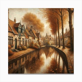 Canal In The Village Canvas Print