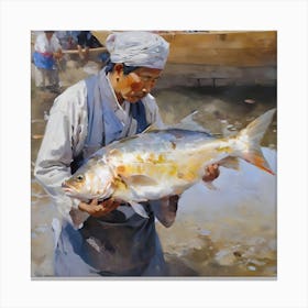 JAPANESE FISH OIL PAINTING Canvas Print
