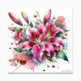 Pink Stargazer Lilies Canvas Print