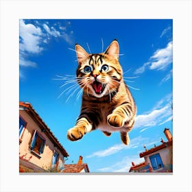 Cat Flying In The Sky Canvas Print