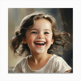 Little Girl Laughing Canvas Print