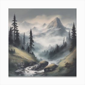 Misty mountain stream Canvas Print