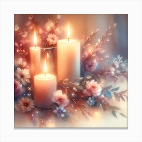 Candles And Flowers Canvas Print