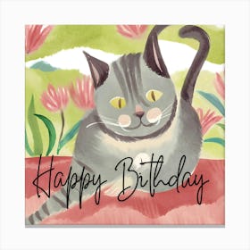 Happy Birthday Cat Canvas Print