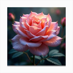 A Dreamy Rose With Petals Of Flowing, Iridescent Patterns Blooming In A Magical Garden 1 Canvas Print