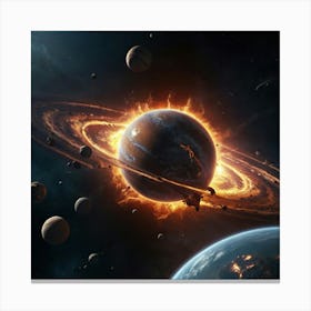 Default Create A Picture Of A Planet Colliding Into Another Pl 2 Canvas Print