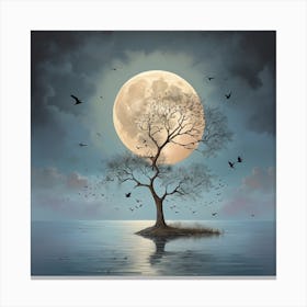 Full Moon Over Tree 1 Canvas Print