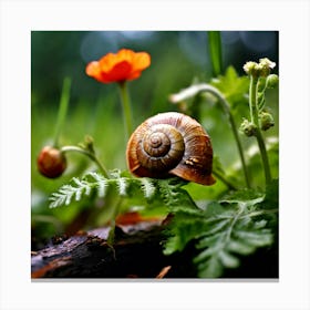 Snail On A Flower 8 Canvas Print