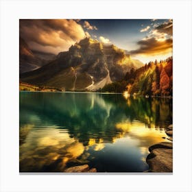 Sunset At Lake Banff Canvas Print