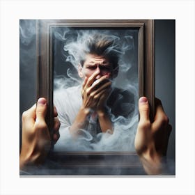 Man In A Frame With Smoke Canvas Print