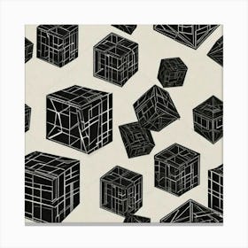 Black cubes floating background Canvas Print