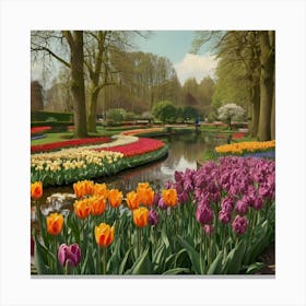 Tulips In The Park 2 Canvas Print