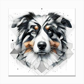 Australia Collie Head - Abstract Line Art Illustration 75 Canvas Print