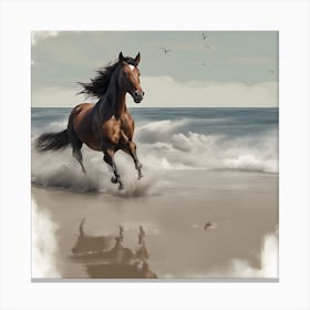 Horse Running On The Beach Canvas Print