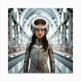 Girl In Futuristic Space Suit Canvas Print