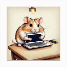 Hamster With Laptop Canvas Print