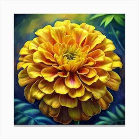 Yellow Zinnia Flower 1 Canvas Print