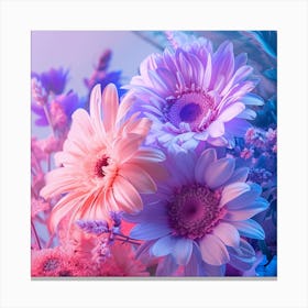 Pink And Purple Pastel Flowers Canvas Print
